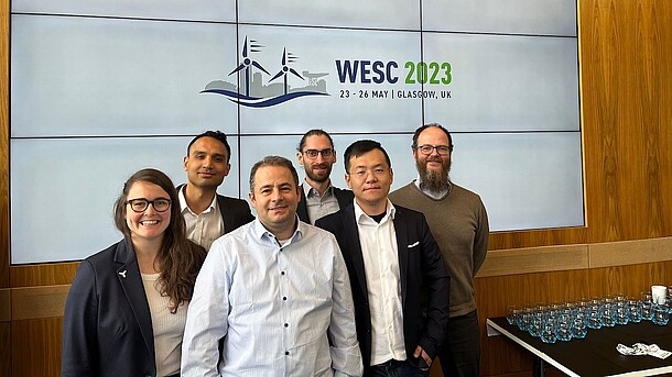 IWES-Team at the WESC conference. From left to right: Julia Gebauer, Wasay Khan, Can Muyan, Felix Prigge, Yixing Wang, Claudio Balzani.